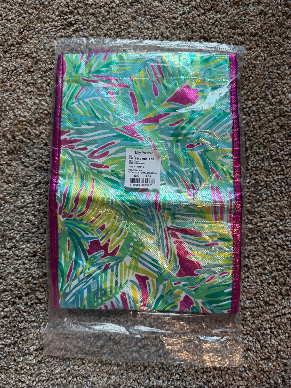 LILLY PULITZER Grab Reusable Bag in Tropical Pin Storm